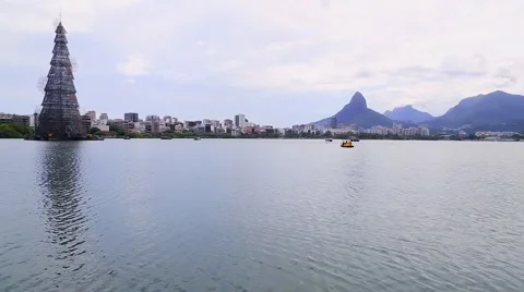 View of Rodrigo de Freitas Lagoon in Rio de Janeiro, Brazil Stock Footage 44533111