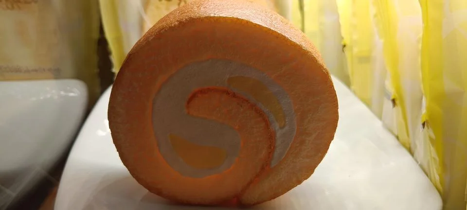 View of rolled sponge cake Foto stock