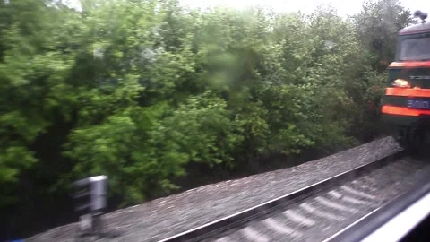 View of a rolling train with freight cars in the afternoon. Stock-Footage 129711742