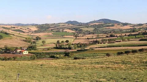 View on Romagna lands and Montefiore castle in background Stock Footage 94712742