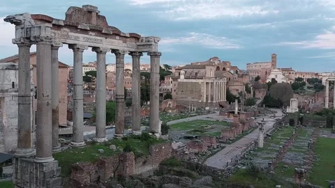 View of the Roman Forum with cloudy sky Stock Footage 237262218