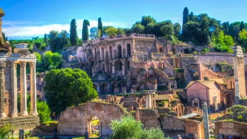 A View Of The Roman Forum in Rome. Time Lapse. Stock Footage 228750792