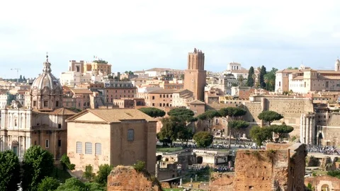 View of the Roman Forums from Avventino, the most beautiful place in Rome Stockbeeldmateriaal 89893445