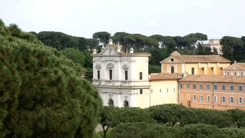 View of the Roman Forums from Avventino, the most beautiful place in Rome Stockbeeldmateriaal 89904263