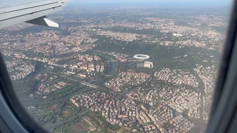 View of Rome from airplane window in May Video stock 194440588