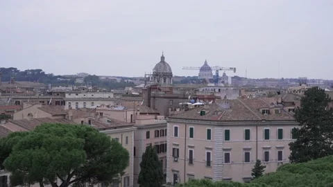 View of Rome city with construction crane. Stock Footage 220952765