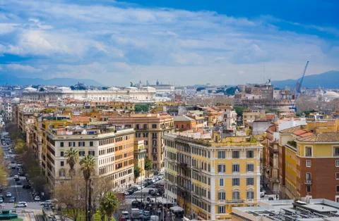 View of Rome cityscape before rain, Italy Stock Photos