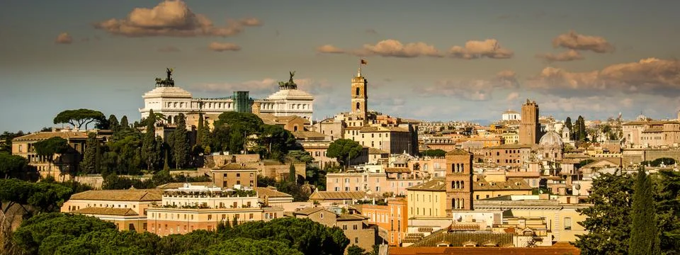 View of rome at the top of a hill Stock Photos