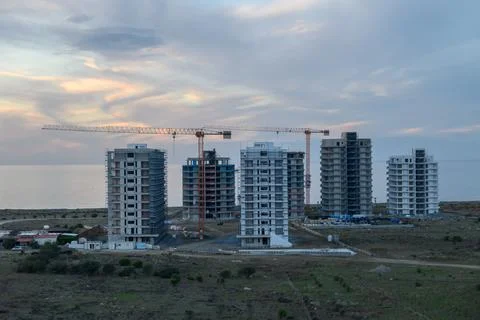 View from the roof of a new residential complex under construction 3 Stock Photos