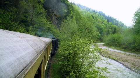 View from the roof of a retro train wagon Stock Footage 120415528