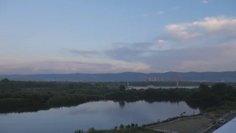 The view from the roof to the river Stock Footage 81895400