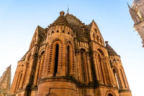 View of the roofs and dome of the Old Cathedral of Salamanca Stock Photos