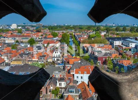 View of the roofs of the houses of Delft, Netherlands Stock Photos