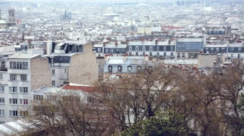 View of the roofs in Paris Stock Footage 60366038