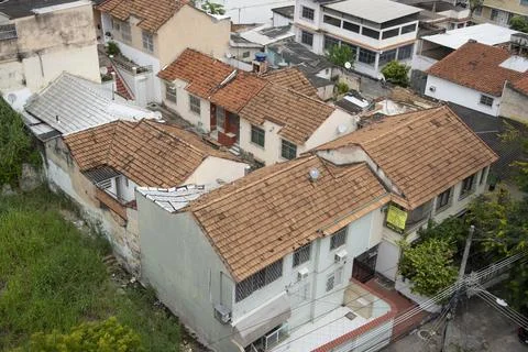 View of rooftops in densely populate Stock Photos