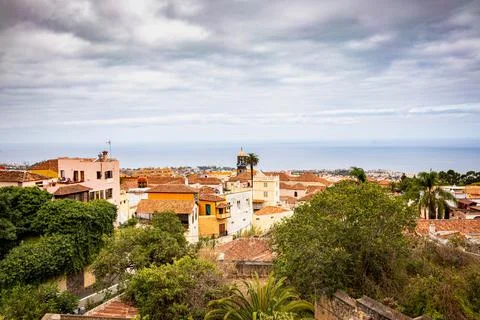 View of the rooftops of La Orotava on a cloudy day, Tenerife Stock Photos