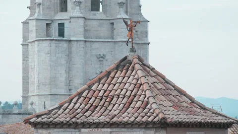 View of the rooftops of the old medieval town in the early morning. The city is Stock Footage 185535628