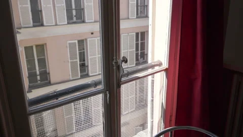 View of rooftops out a window in Paris, France, Europe. Stock Footage 199153451