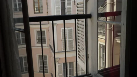View of rooftops out a window in Paris, France, Europe. Stock Footage 199158849