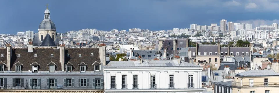 View of the rooftops of Paris Ile de France France from the Institut du Monde Foto stock