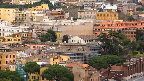 View on the rooftops of Rome, Italy. Rome skyline. Stock-Footage 89380608