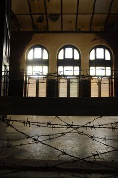 View of a room with barbed wire. Stock Photos