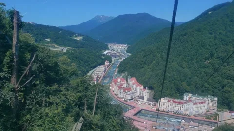 View Rosa Khutor from the cableway Olympia, Sochi, Russia. 1280x720 스톡 동영상 52775415
