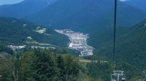 View Rosa Khutor from the cableway, Sochi, Russia. 1280x720 스톡 동영상 52772635