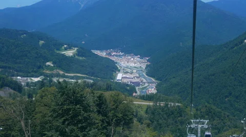 View Rosa Khutor from the cableway, Sochi, Russia. 4K Stock Footage 52773623