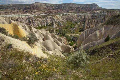 View of the Rose Valley from the track between Göreme and Cavusin in Cappadocia Stock Photos