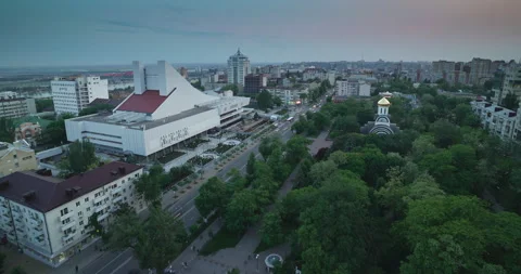 View of Rostov-on-Don, timelapse transition from day to night Stock Footage 244453476