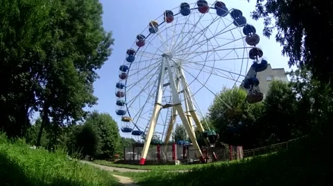 View rotating Ferris wheel, Lviv Stock Footage 52797996