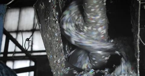View of a rotating rotor that shreds plastic into small pieces. Recycling. Waste Stock Footage 168091736