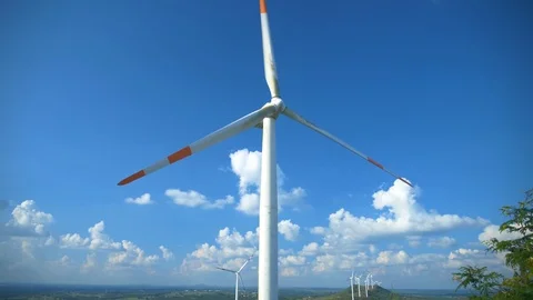 View of a rotating windmill, slow motion. 動画素材 119414461