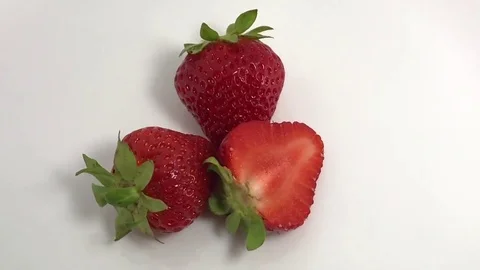 View of the rotation of the object around the circle A Lot Red strawberry, berry Stock Footage 80754482