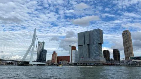 View of Rotterdam with Erasmus bridge Stock Photos