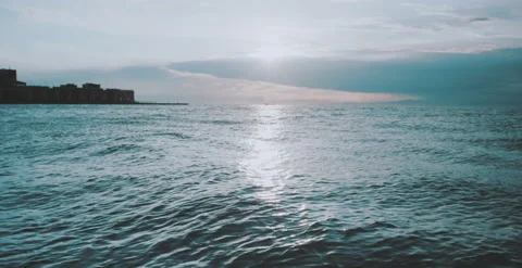 View of the rough sea with waves from the pier Stock Footage 204973442