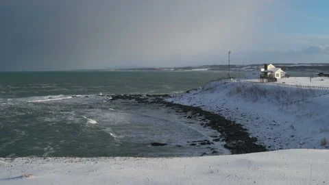 View of the rough sea in the Winter from Cape Hinode, Mombetsu, Hokkaido Stock Footage 171253301