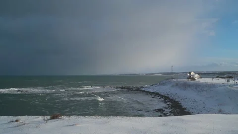 View of the rough sea in the Winter from Cape Hinode, Mombetsu, Hokkaido Stock Footage 171253305