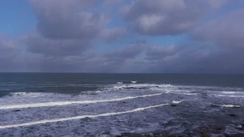 View of the rough sea in the Winter from Cape Hinode, Mombetsu, Hokkaido Stock Footage 171253309