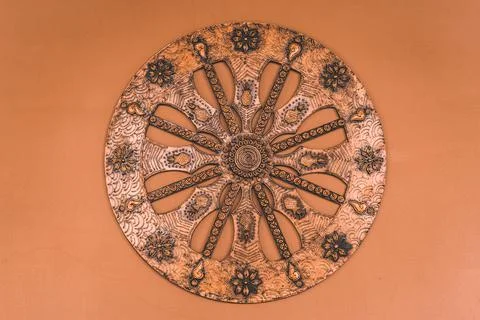 View of round wheel object for home interior wall hanging Stock Photos