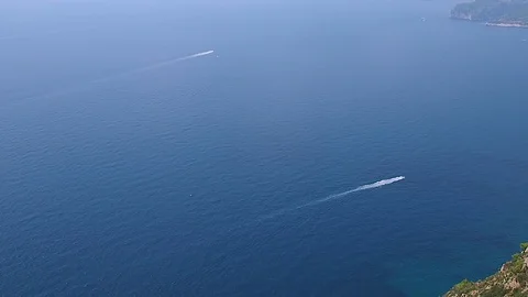 View from the Route des Cretes of the Cassis sea with boats Stock Footage 98780990