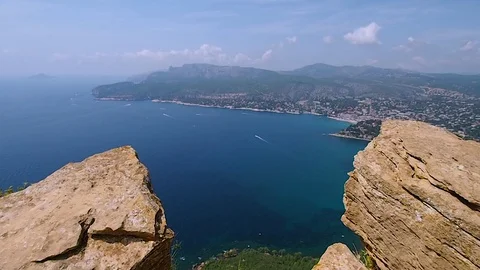View from the Route des Cretes of the Cassis sea Stock Footage 98781135
