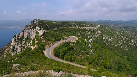View from the Route des Cretes of the Cassis sea in 4k Stock Footage 99190805