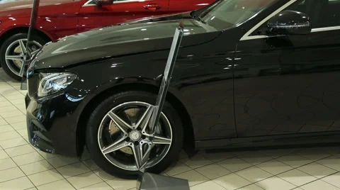 View of row new car at new car showroom. Brand New Cars in Stock. New Cars Stock Footage 68809519