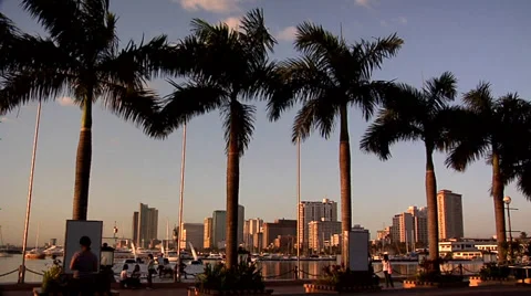 View of Roxas Blvd and Malate High Rise Buildings late Afternoon Stock Footage 38605191