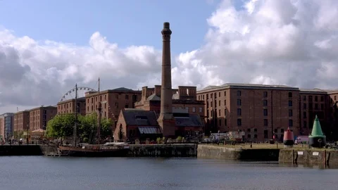 View of the Royal Albert Docks in Liverpool, England Stock Footage 118279657