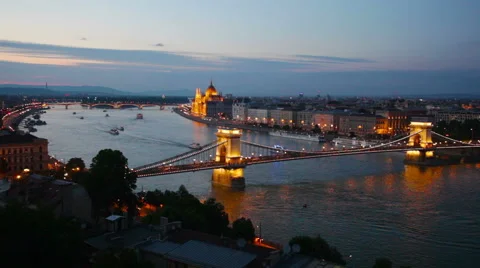 View from the royal hill to evening Budapest Stock Footage 50904877