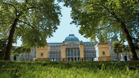 View on Royal Palace in Brussels from Park Stock Footage 64484492