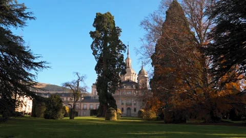 View of Royal Palace in San Ildefonso Park, Spain Stock Footage 293443609
